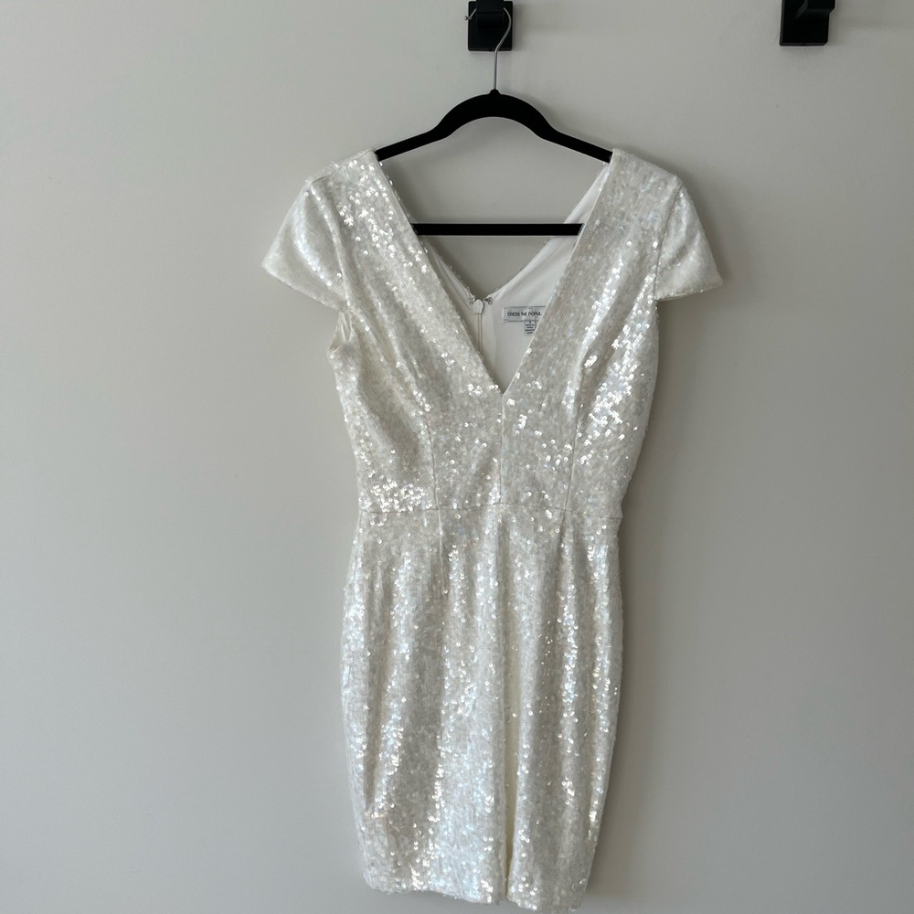 Dress the Population White Sequin Mini Dress